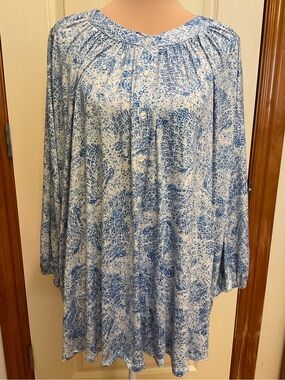 Catherines Women’s Soft Bliss Light Blue Buttonfront Knit Blouse 3X 26/28
